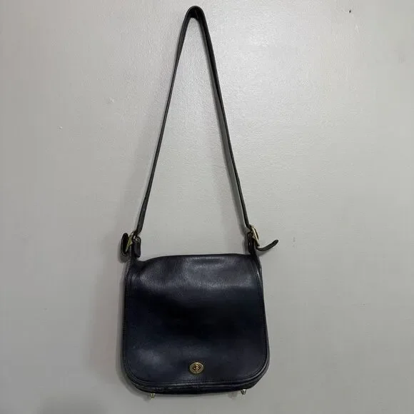 Coach 9525 Vintage Old Stewardess Black Leather Shoulder Bag - Picture 1 of 11